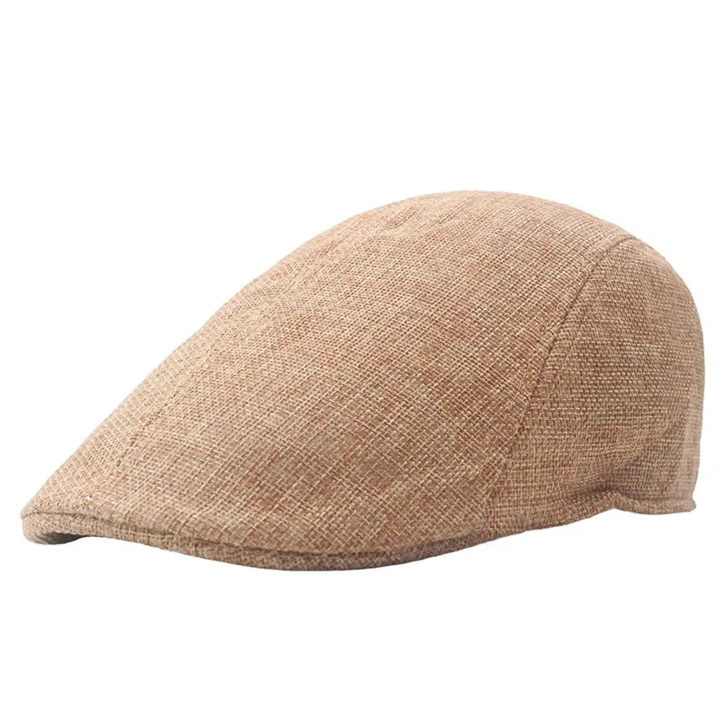 Cotton Newsboy Caps Autumn Winter Beret Male Horn Retro Solid Peaked Cap Forward Hat For Men Protection Elasticity Peaky Blinder