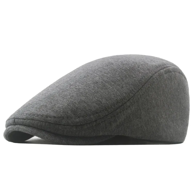Cotton Newsboy Caps Autumn Winter Beret Male Horn Retro Solid Peaked Cap Forward Hat For Men Protection Elasticity Peaky Blinder