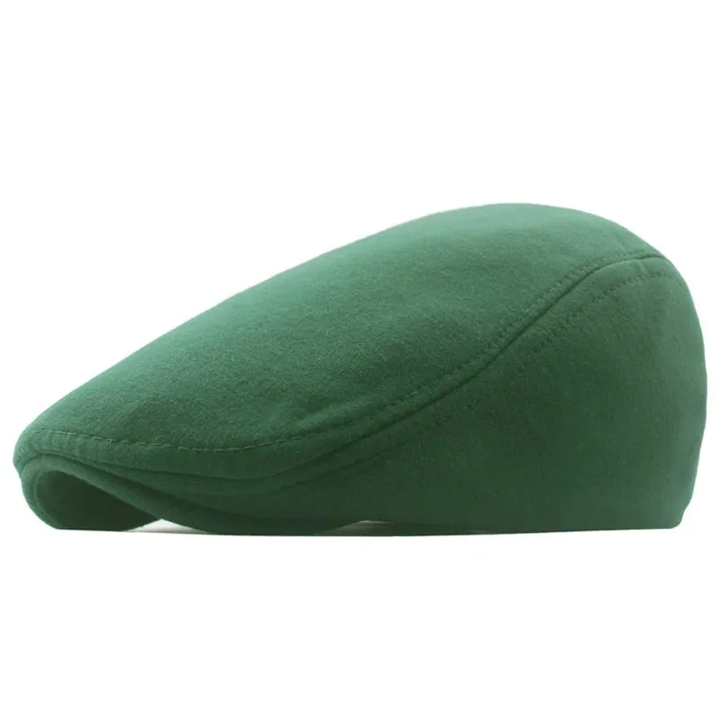 Cotton Newsboy Caps Autumn Winter Beret Male Horn Retro Solid Peaked Cap Forward Hat For Men Protection Elasticity Peaky Blinder