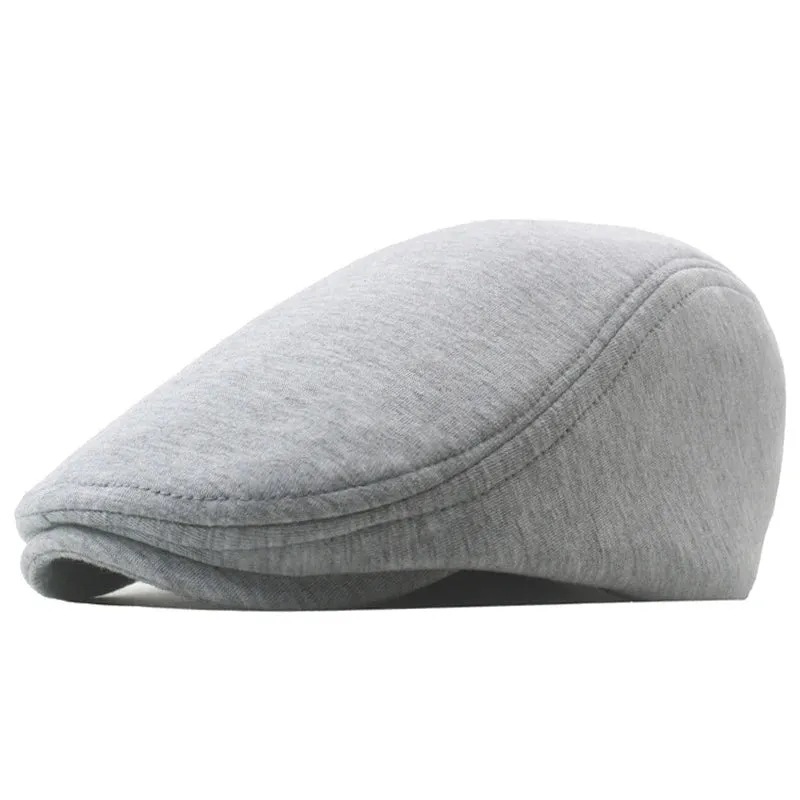 Cotton Newsboy Caps Autumn Winter Beret Male Horn Retro Solid Peaked Cap Forward Hat For Men Protection Elasticity Peaky Blinder