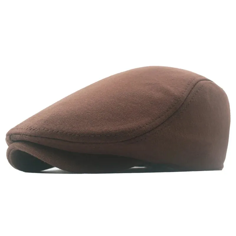 Cotton Newsboy Caps Autumn Winter Beret Male Horn Retro Solid Peaked Cap Forward Hat For Men Protection Elasticity Peaky Blinder
