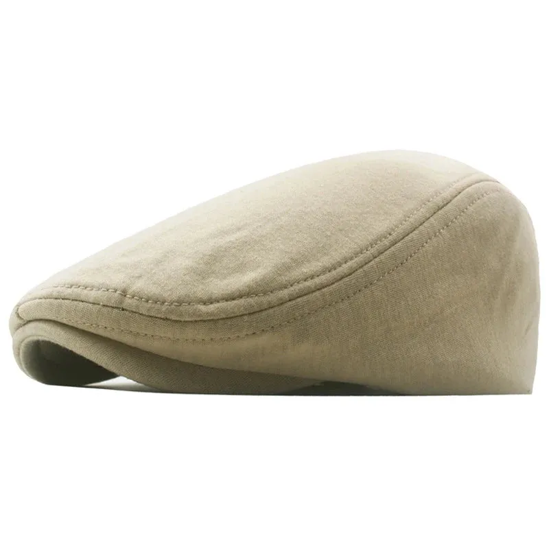 Cotton Newsboy Caps Autumn Winter Beret Male Horn Retro Solid Peaked Cap Forward Hat For Men Protection Elasticity Peaky Blinder