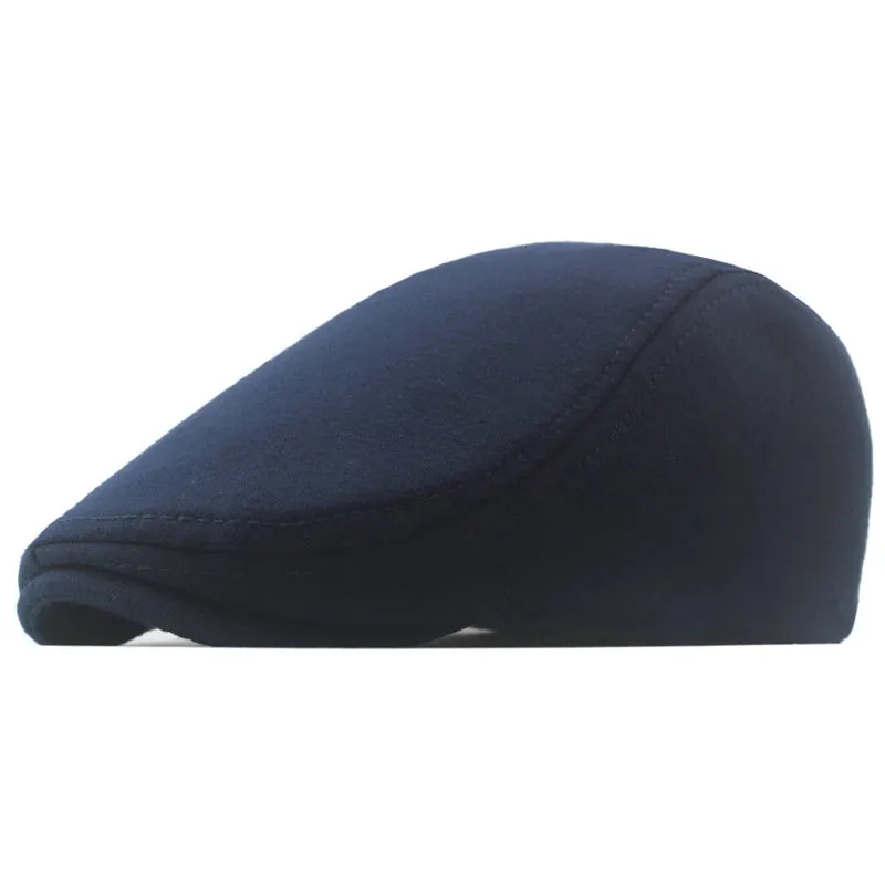 Cotton Newsboy Caps Autumn Winter Beret Male Horn Retro Solid Peaked Cap Forward Hat For Men Protection Elasticity Peaky Blinder