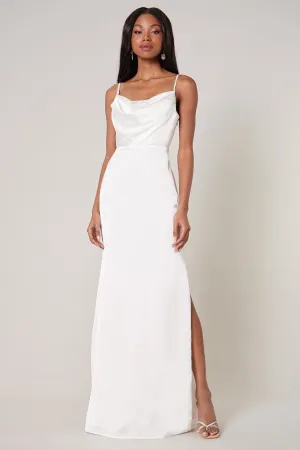 Cowl Neck Satin Dress