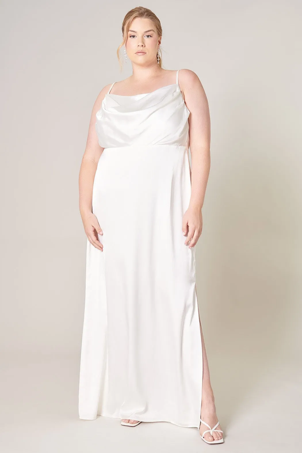 Cowl Neck Satin Dress