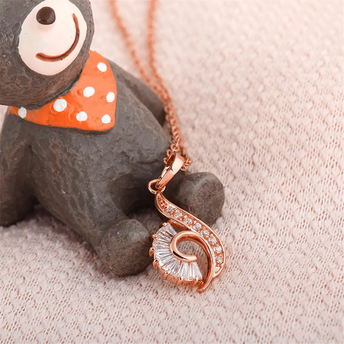 Cubic Zirconia & Crystal Swirl Pendant Necklace