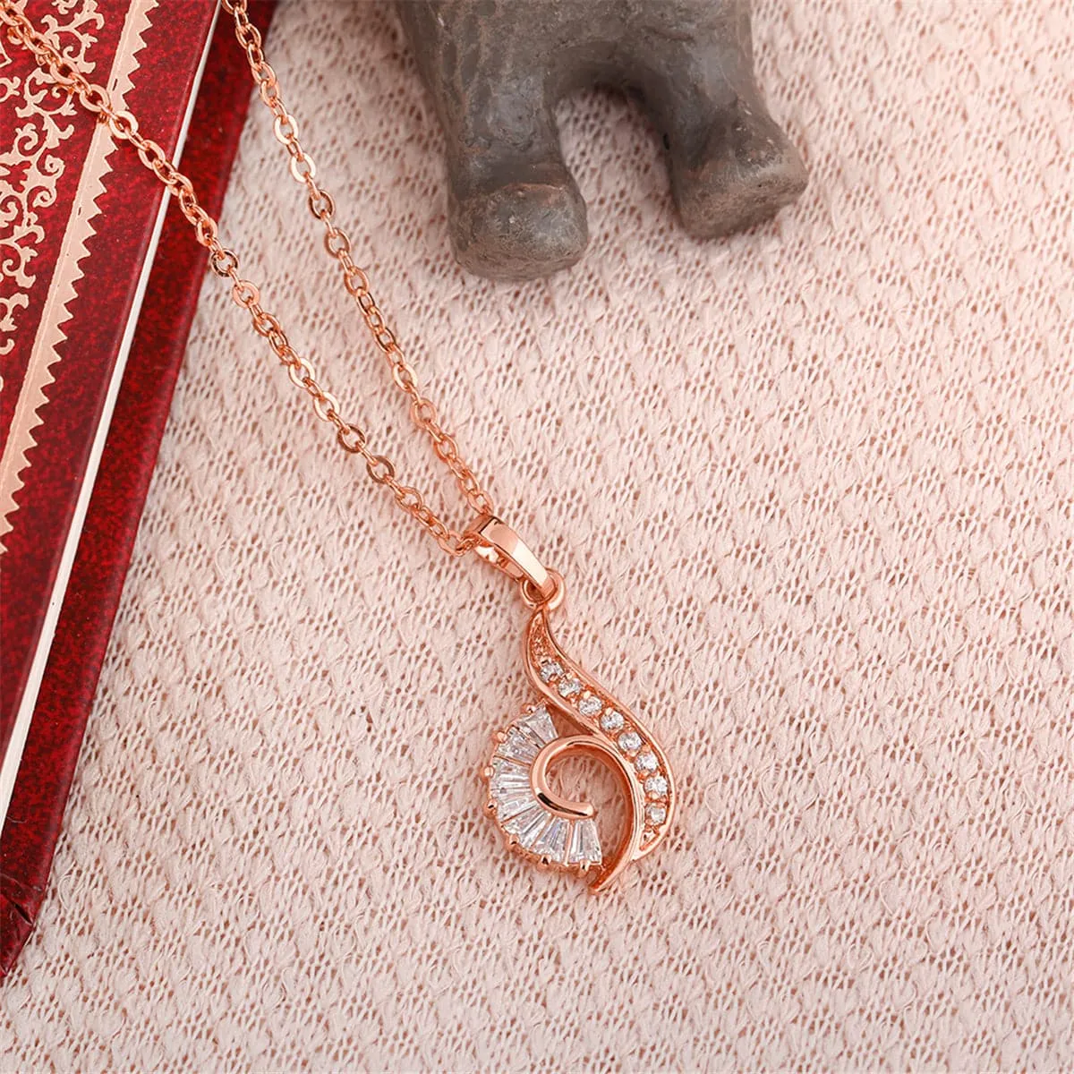 Cubic Zirconia & Crystal Swirl Pendant Necklace