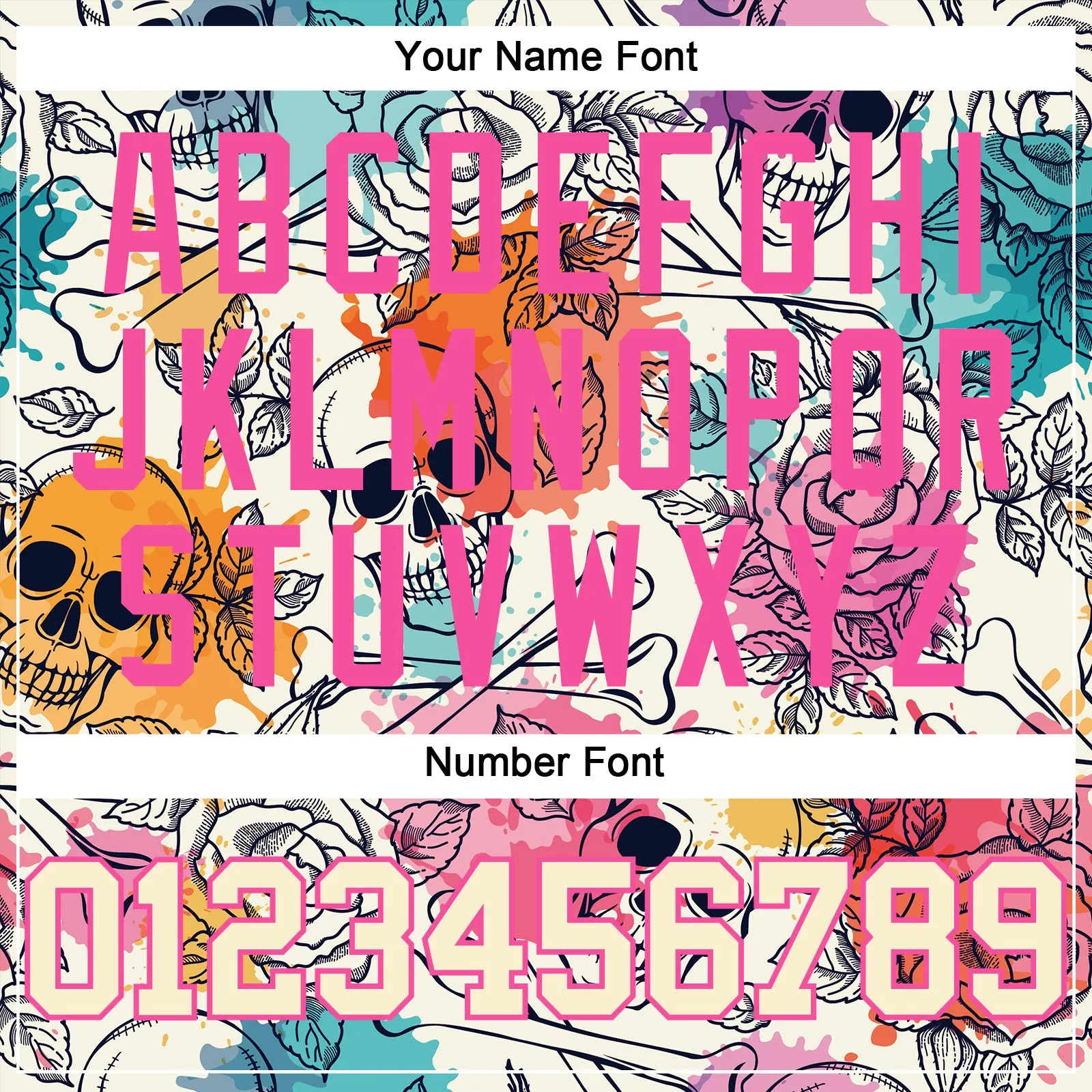 Custom Cream Pink-Black 3D Flower And Skull Fashion Authentic Baseball Jersey