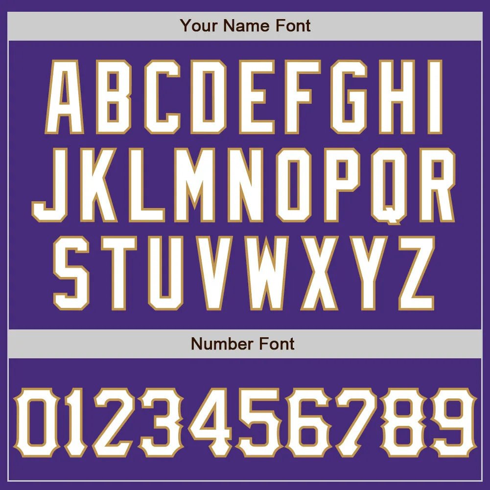 Custom Graffiti Pattern Purple Orange-Old Gold 3D Scratch Authentic Baseball Jersey