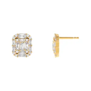 CZ Illusion Baguette Stud Earring