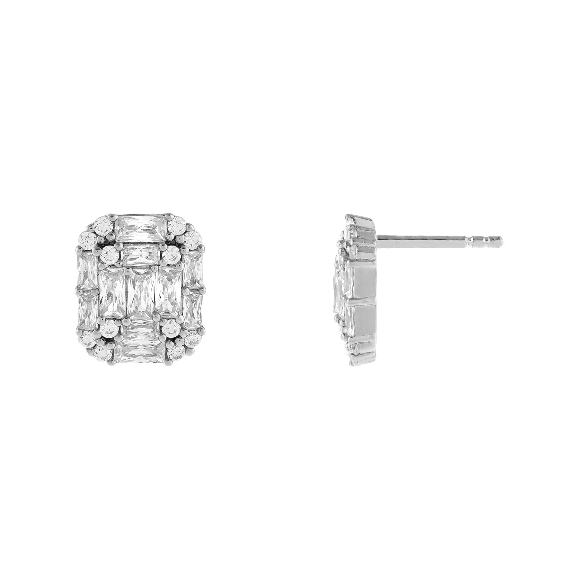 CZ Illusion Baguette Stud Earring