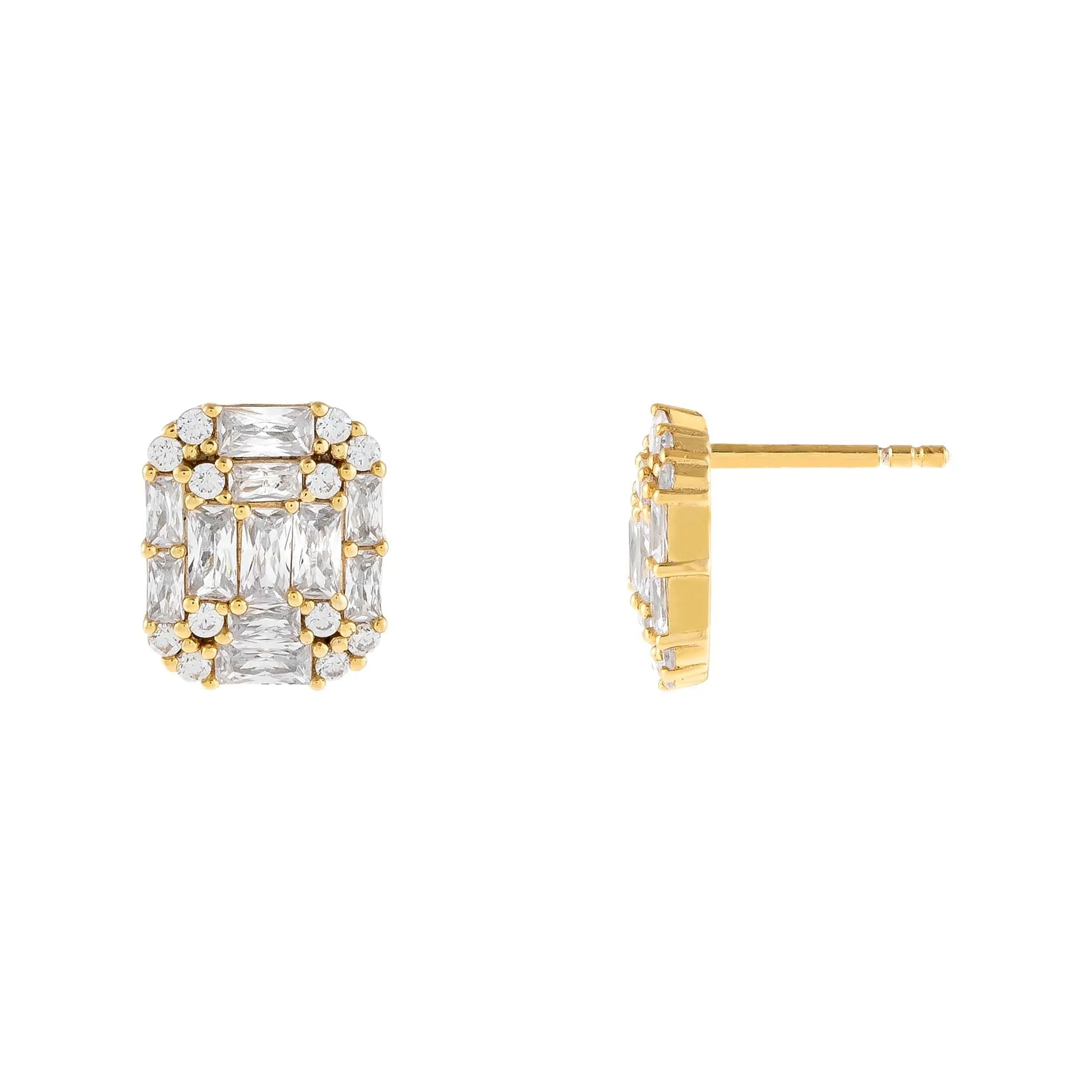 CZ Illusion Baguette Stud Earring