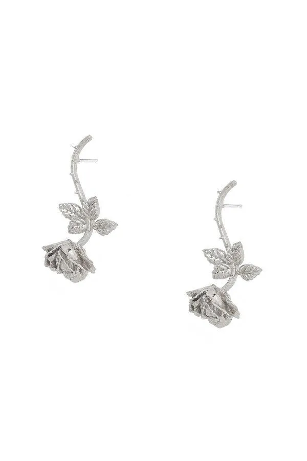 Dangling Rose Stud in Sterling Silver