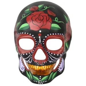 Day of the Dead Black with Painted Roses Mask