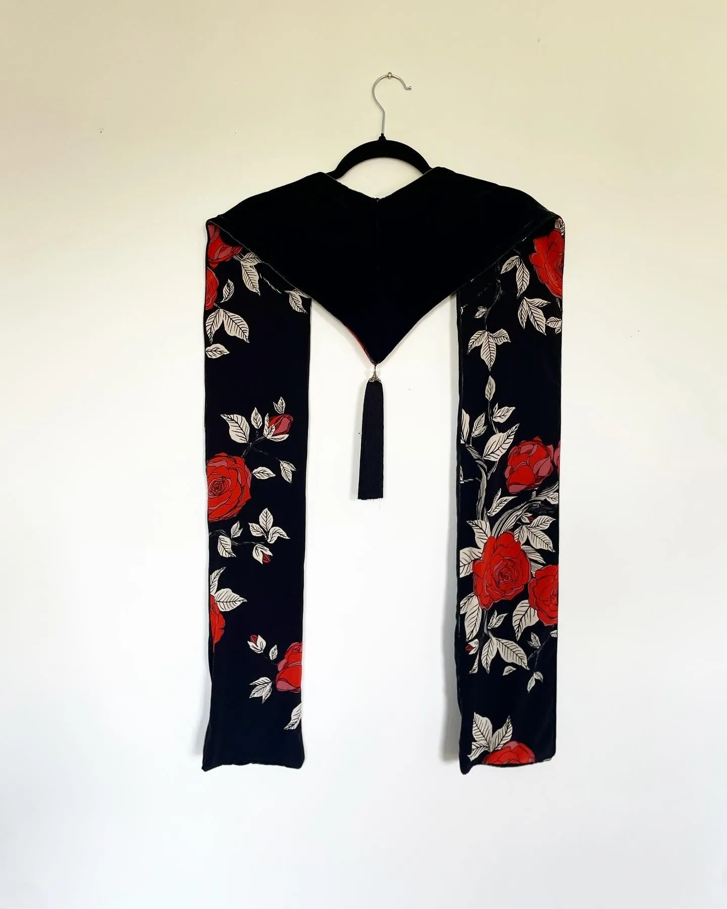 Deep Grey Silk Velvet Caftan with Swan Lake and Butterfly  Artwork