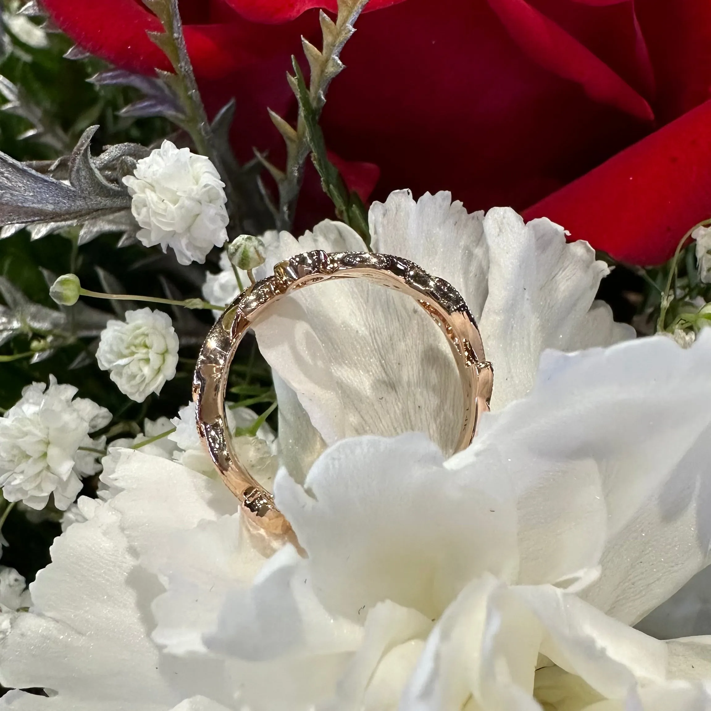 Diamond Leaf Band 14K Rose Gold Ring