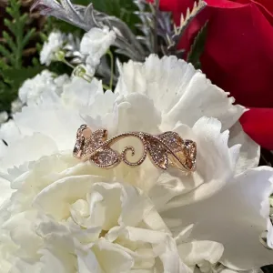 Diamond Leaf Band 14K Rose Gold Ring