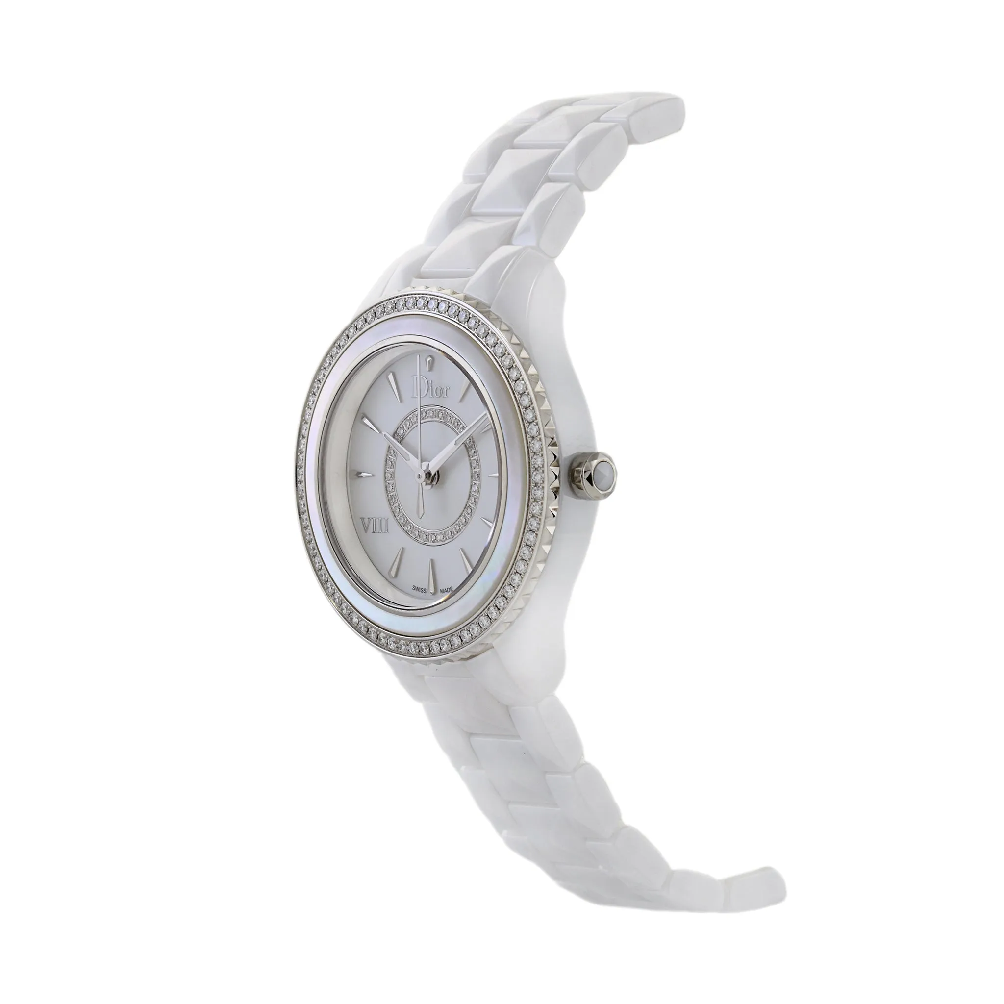 Dior Viii White Ceramic Mother of Pearl and Diamond Watch Reference CD1231E4C001