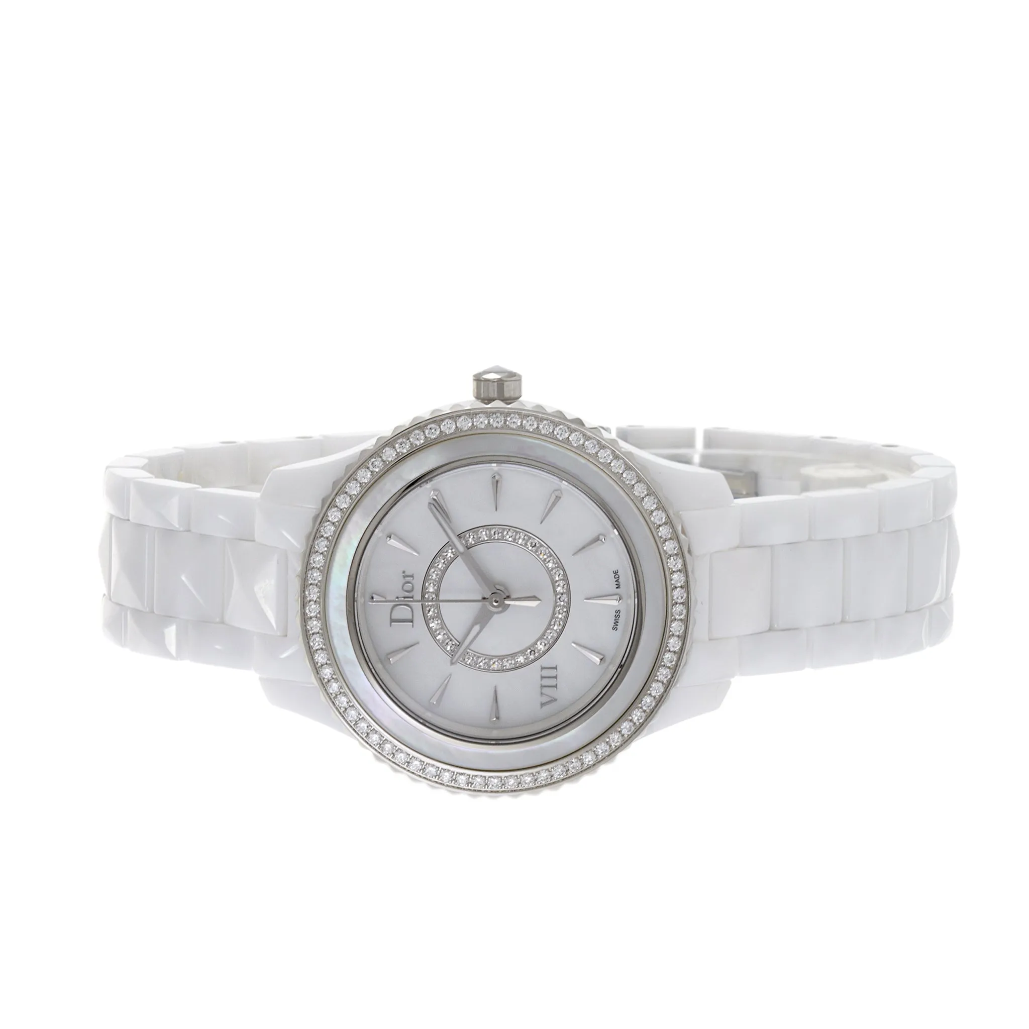 Dior Viii White Ceramic Mother of Pearl and Diamond Watch Reference CD1231E4C001