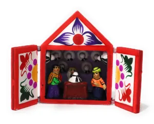 Diorama Retablo Box Handcrafting of Hats Multicolored Miniature 3" H x 2.40" W