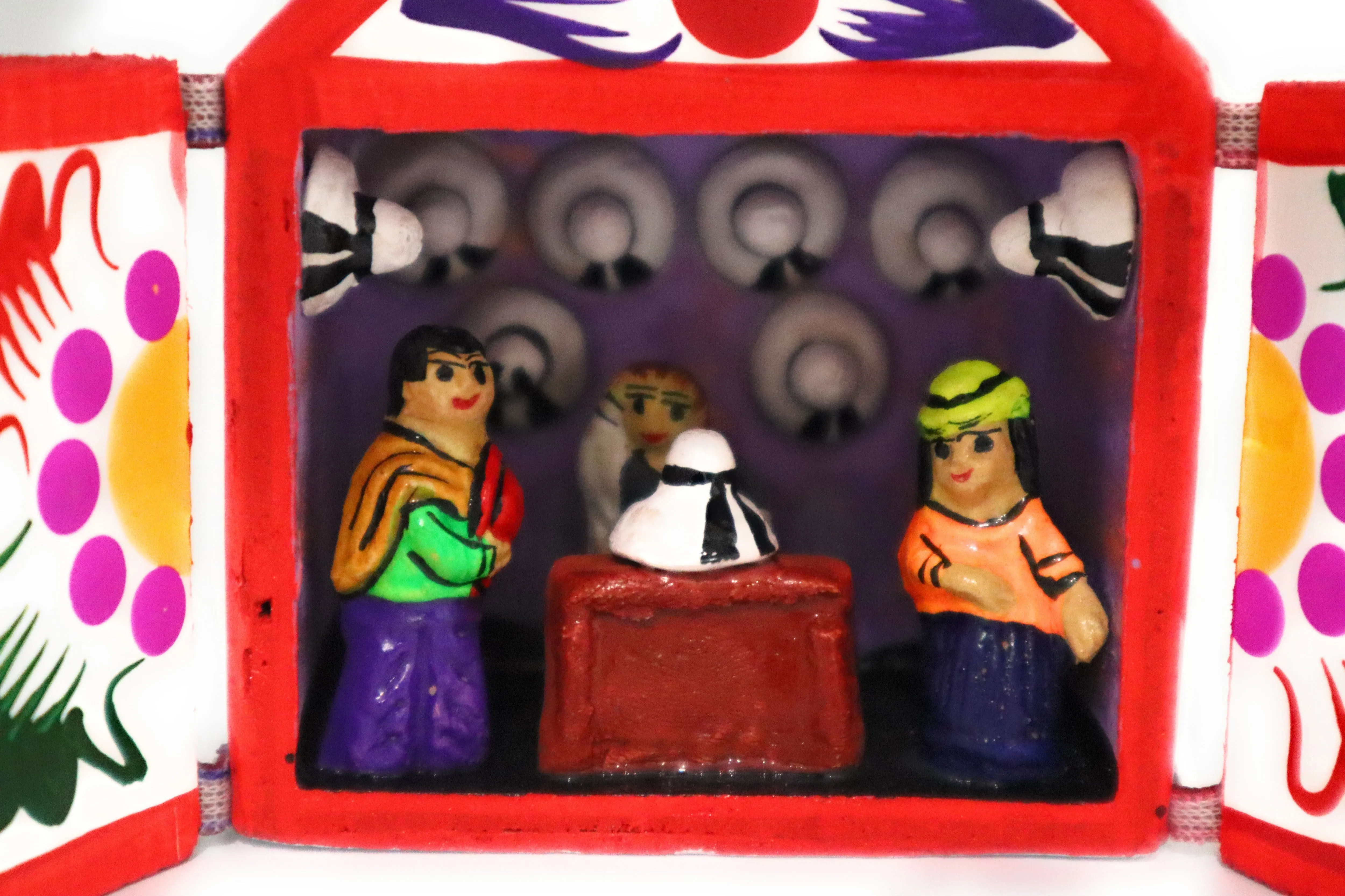 Diorama Retablo Box Handcrafting of Hats Multicolored Miniature 3" H x 2.40" W