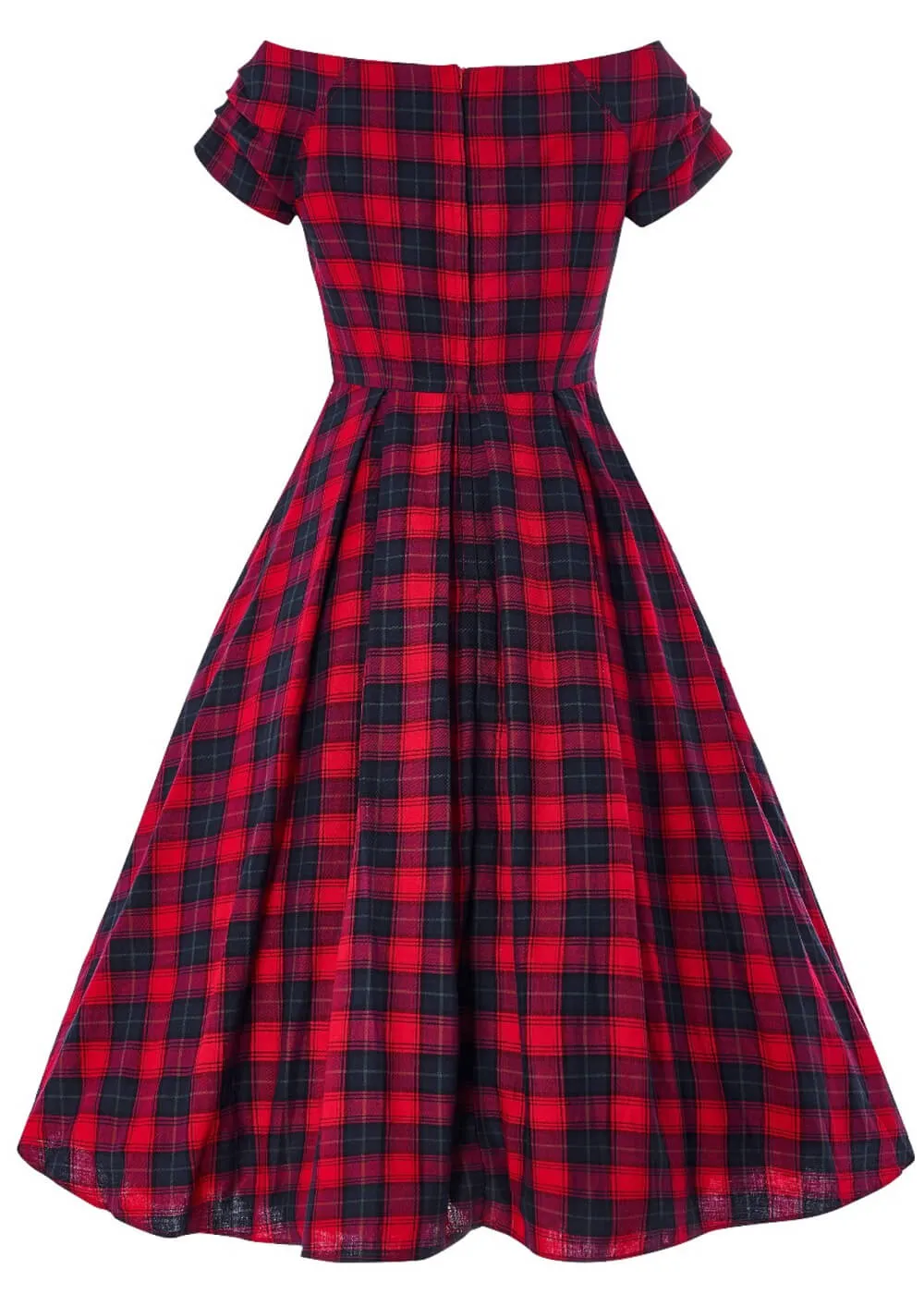 Dolly & Dotty Lily Tartan 50's Swing Dress Red