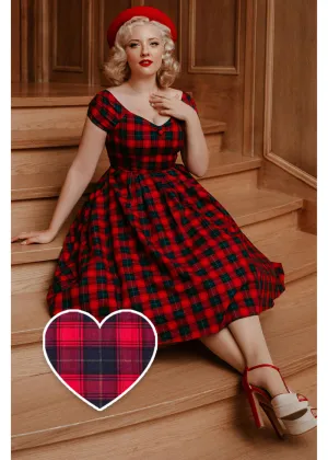 Dolly & Dotty Lily Tartan 50's Swing Dress Red