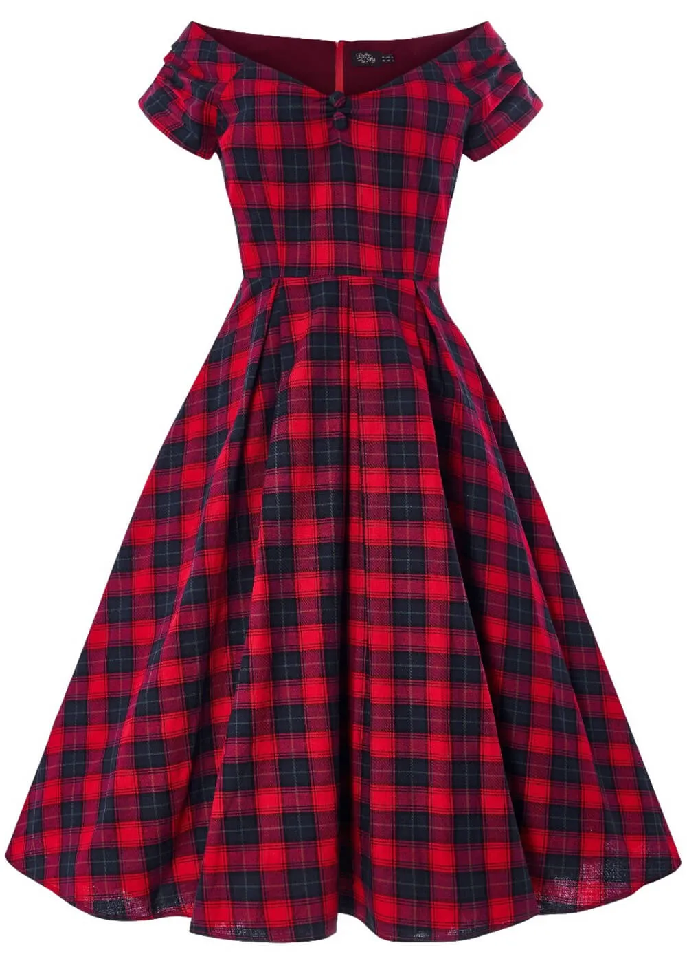 Dolly & Dotty Lily Tartan 50's Swing Dress Red