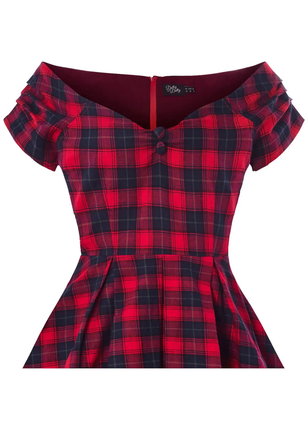 Dolly & Dotty Lily Tartan 50's Swing Dress Red