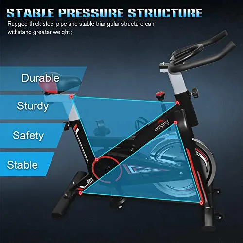 DOLPHY Acrylonitrile Butadiene Styrene Exercise Spin Bike, Red & Black