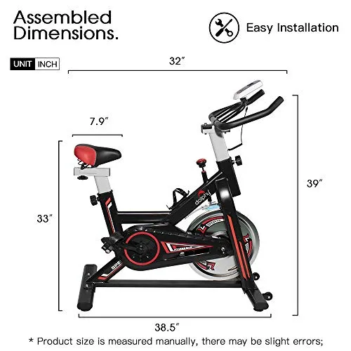 DOLPHY Acrylonitrile Butadiene Styrene Exercise Spin Bike, Red & Black