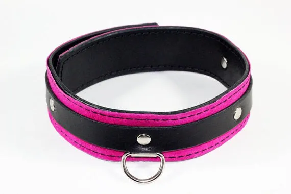Dual Layer Hot Pink and Black Bdsm Collar