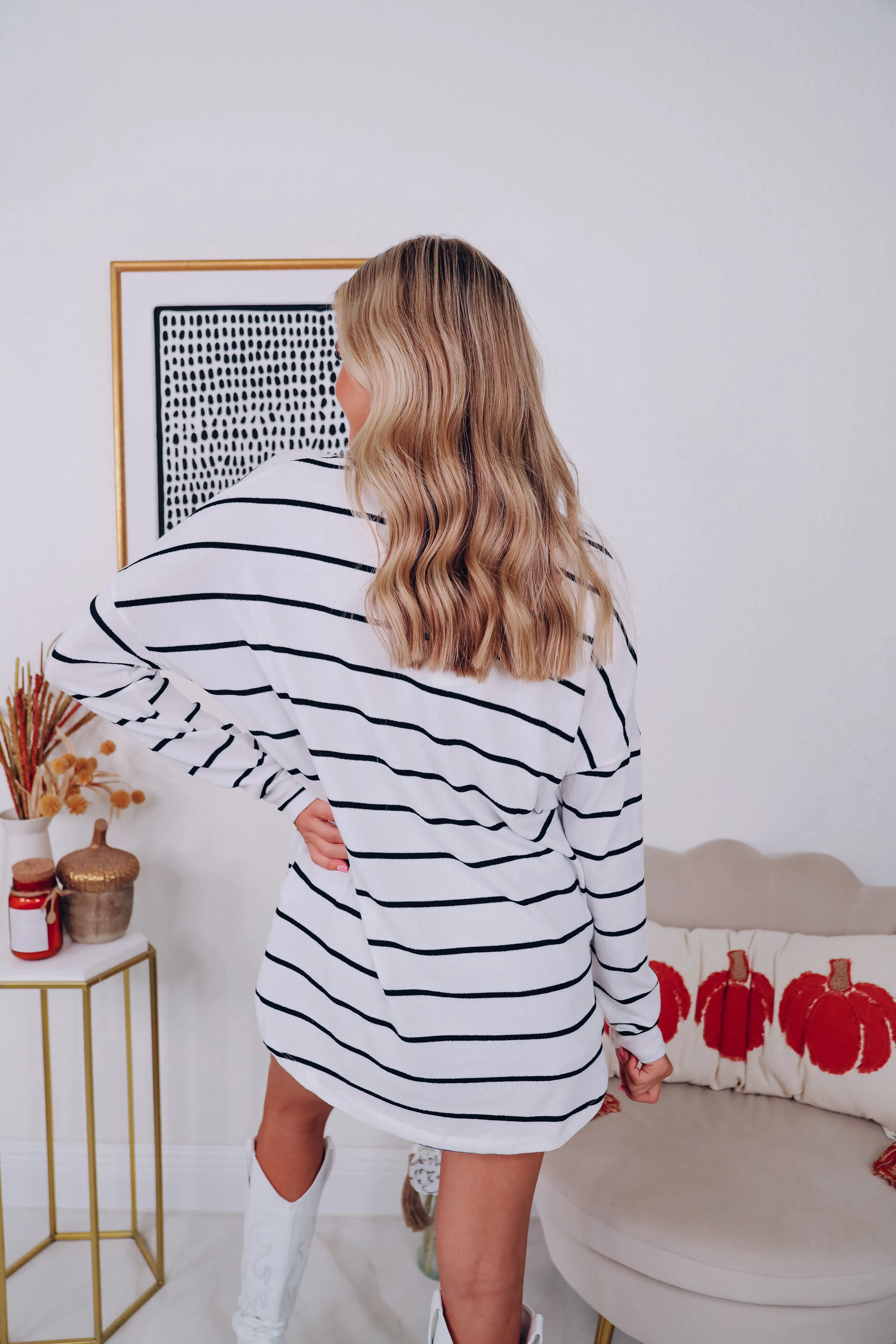 Easygoing Striped Long Sleeve Top - Ivory