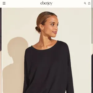 Eberjey Heather Cotton Blend Slouchy Top - Black/Black - Small - BNWT
