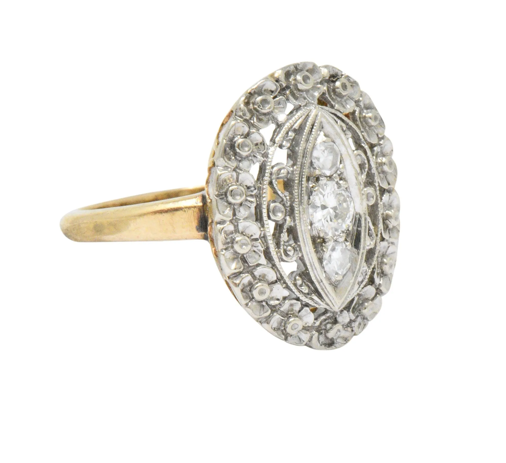 Edwardian Diamond Platinum-Topped 14 Karat Gold Ring