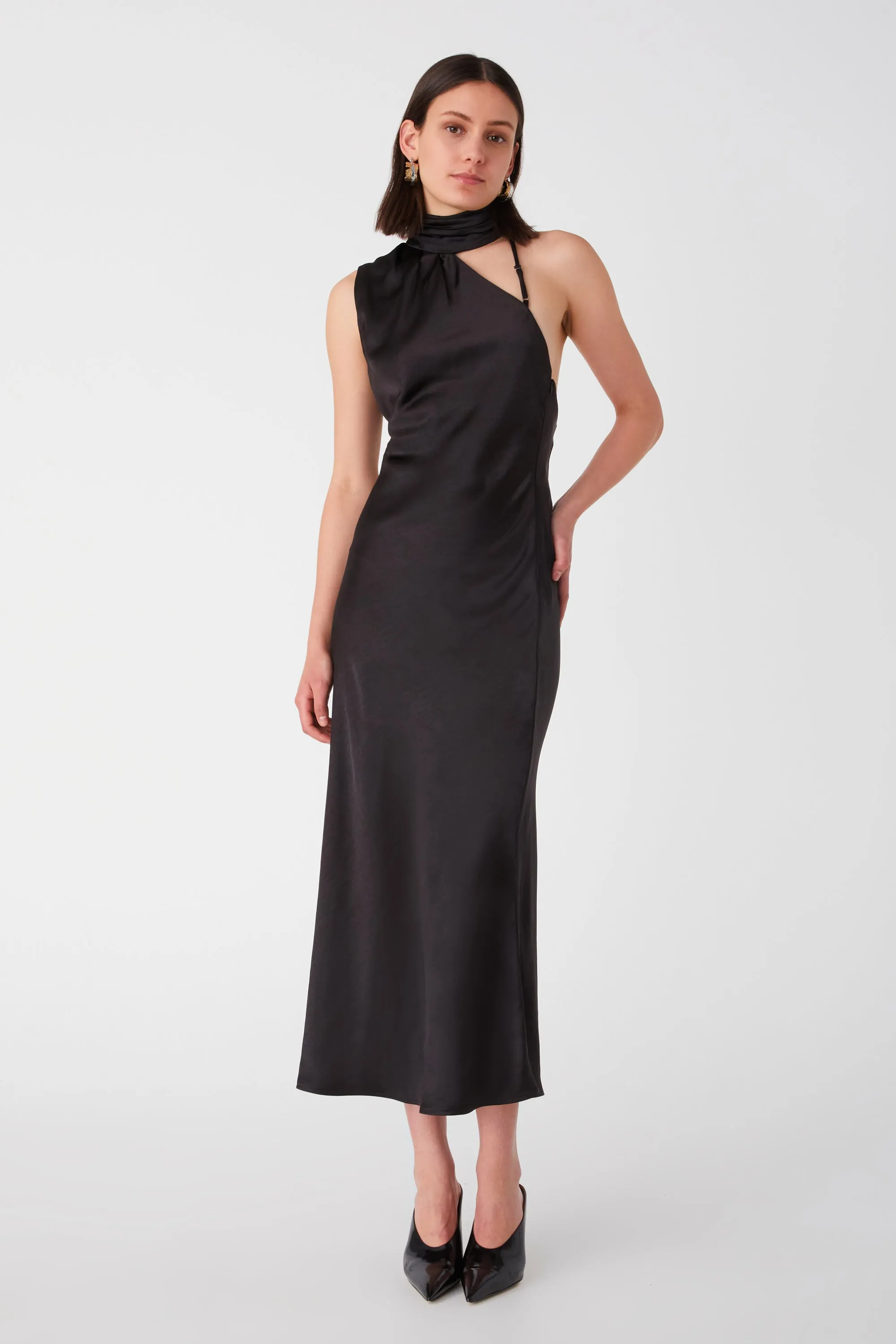ELANIA GLOSS SATIN MIDI DRESS