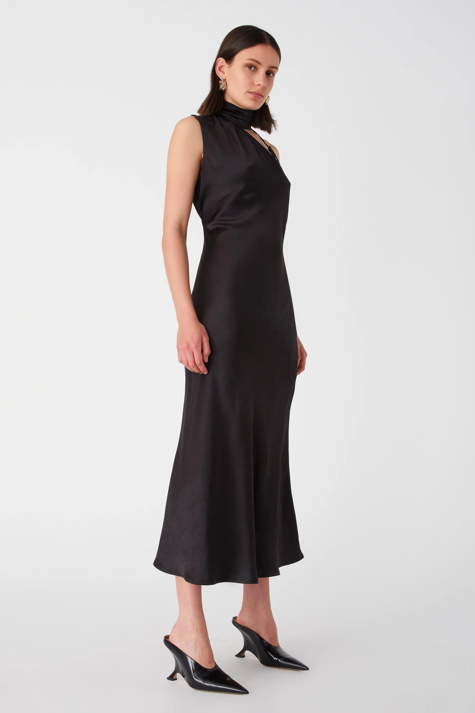 ELANIA GLOSS SATIN MIDI DRESS