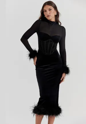 Elegantly Textured Mesh Patchwork Long Sleeve Sophisticated Bodycon Dress