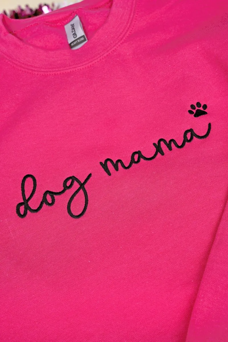 Embroidered Dog Mama Heavy-weight Crew Sweatshirt *Choose Thread Color