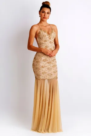 Emily Painted Caviar Champagne Gowns - Long Party Dress