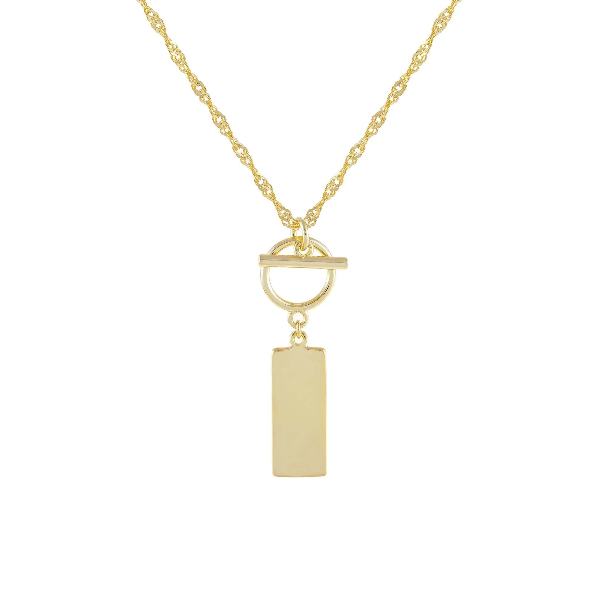 Engraved Dog Tag X Toggle Singapore Necklace