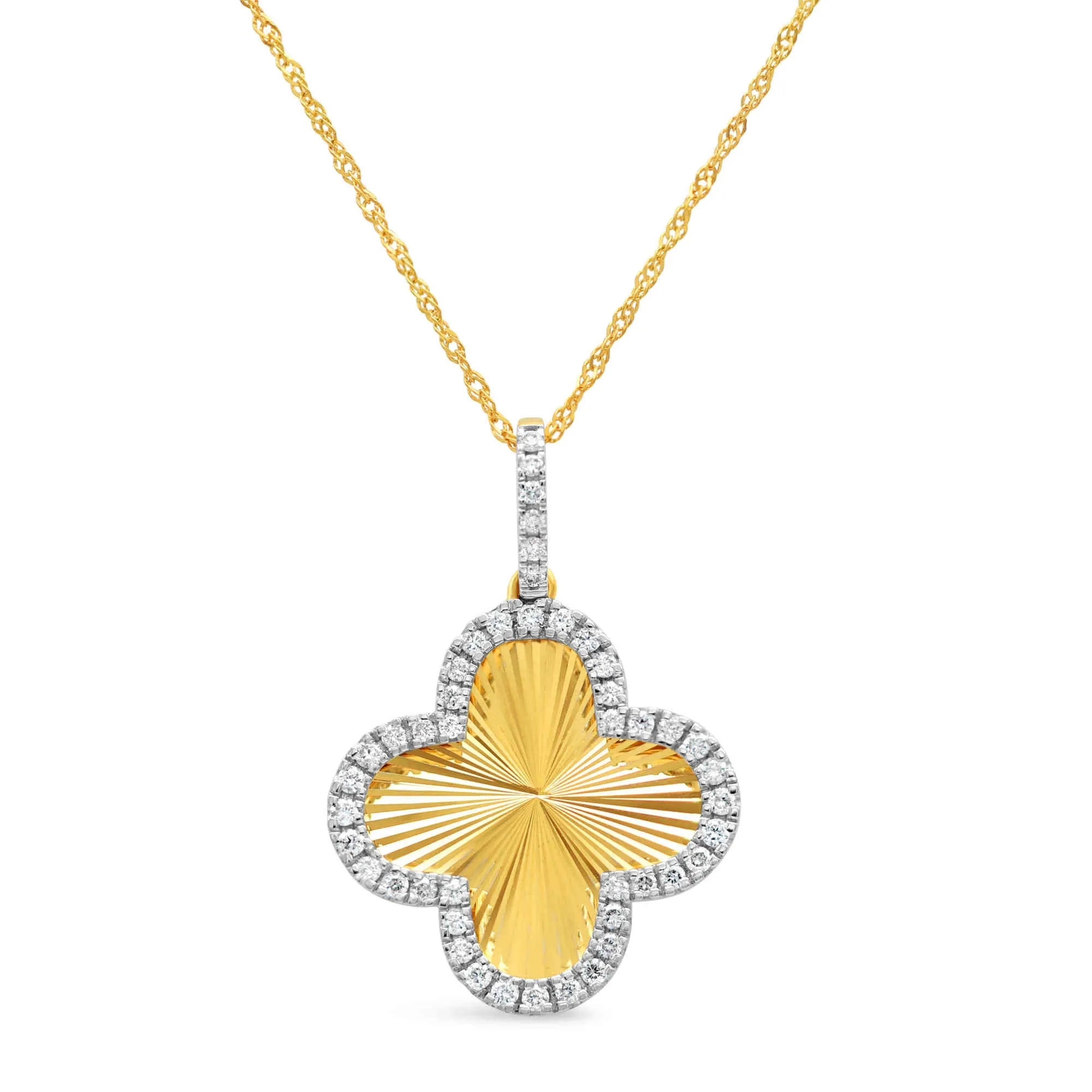 Etched Diamond Clover Pendant