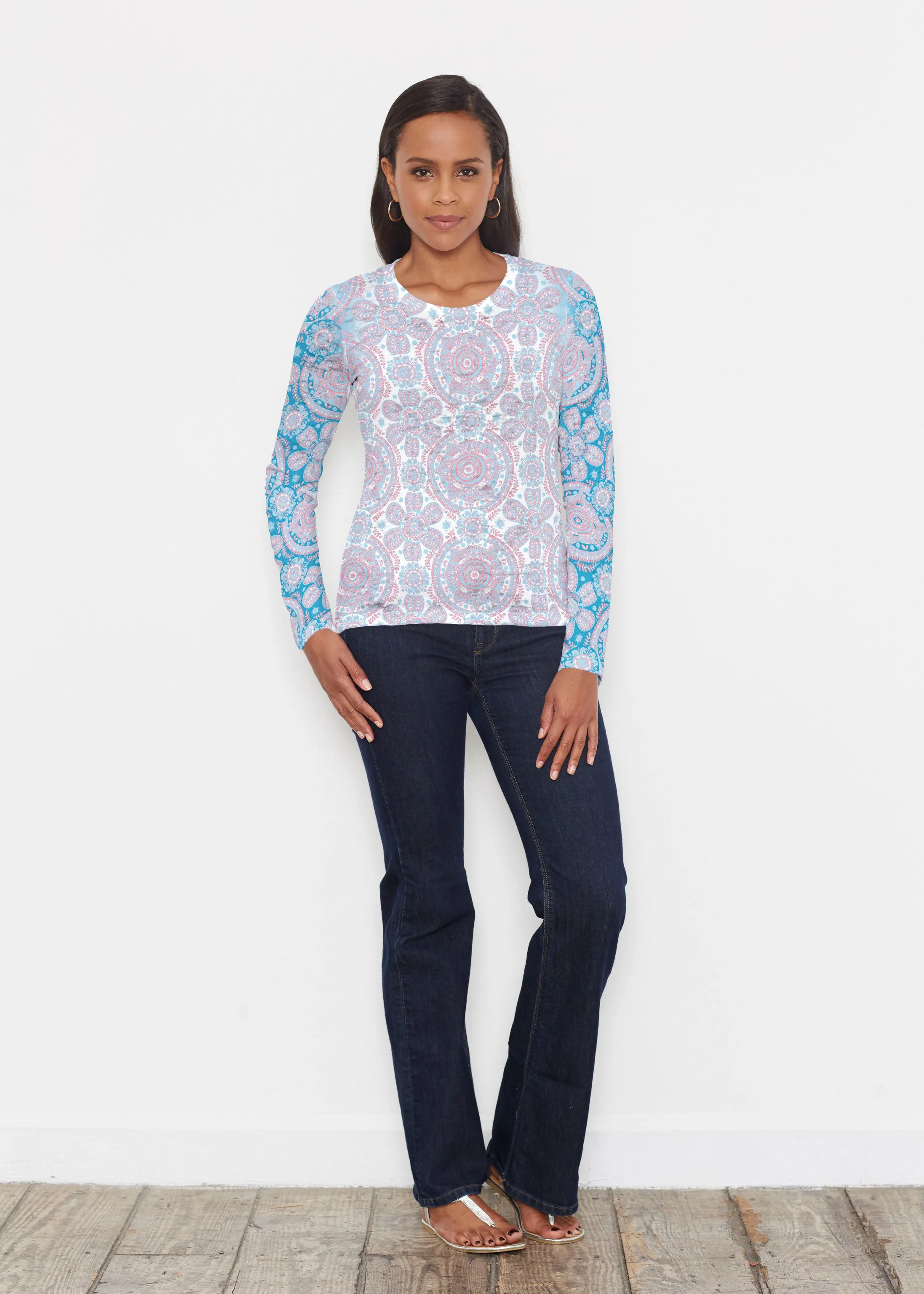 Etched Mod Blue (8033) ~ Signature Long Sleeve Crew Shirt