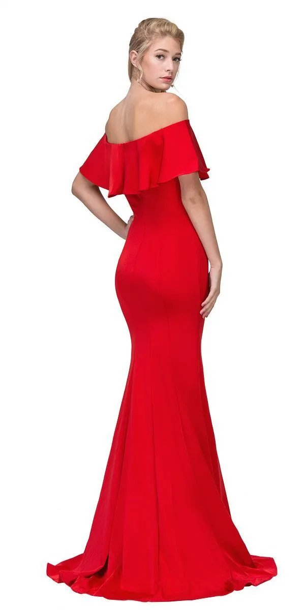 Eureka 7113 Off Shoulder Ruffled Bodice Mermaid Gown