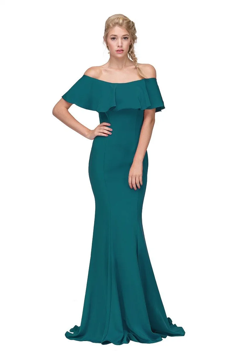 Eureka 7113 Off Shoulder Ruffled Bodice Mermaid Gown