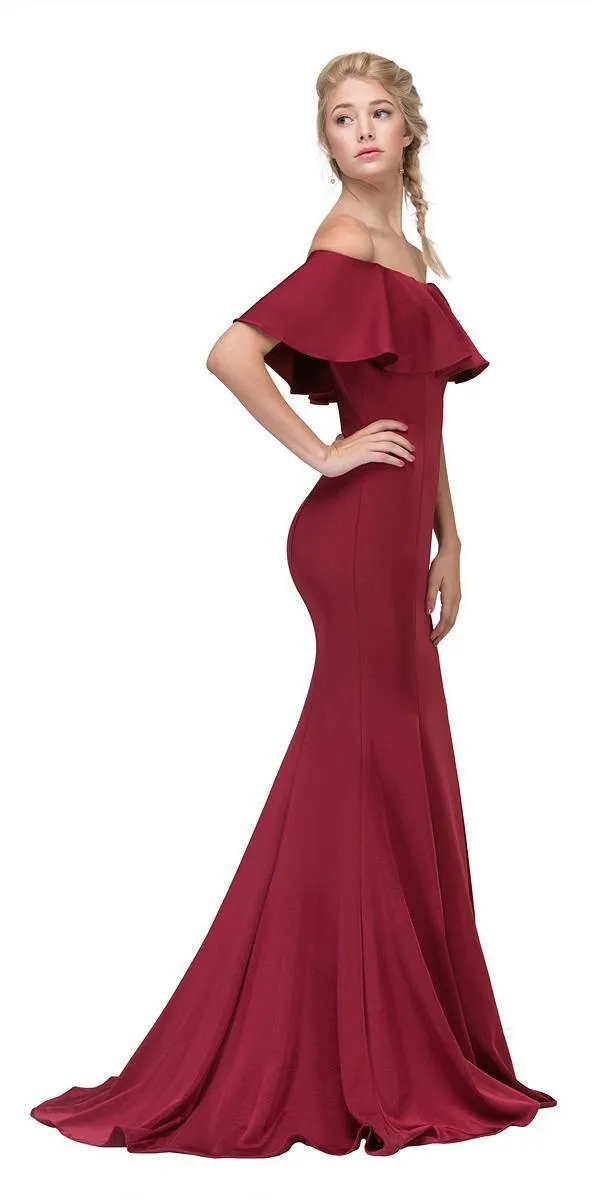 Eureka 7113 Off Shoulder Ruffled Bodice Mermaid Gown