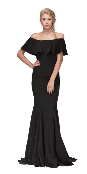 Eureka 7113 Off Shoulder Ruffled Bodice Mermaid Gown