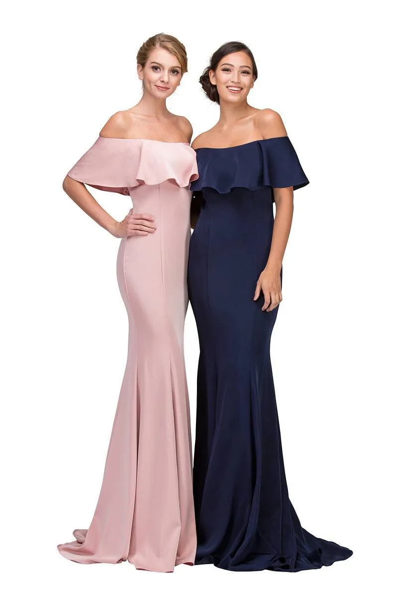 Eureka 7113 Off Shoulder Ruffled Bodice Mermaid Gown