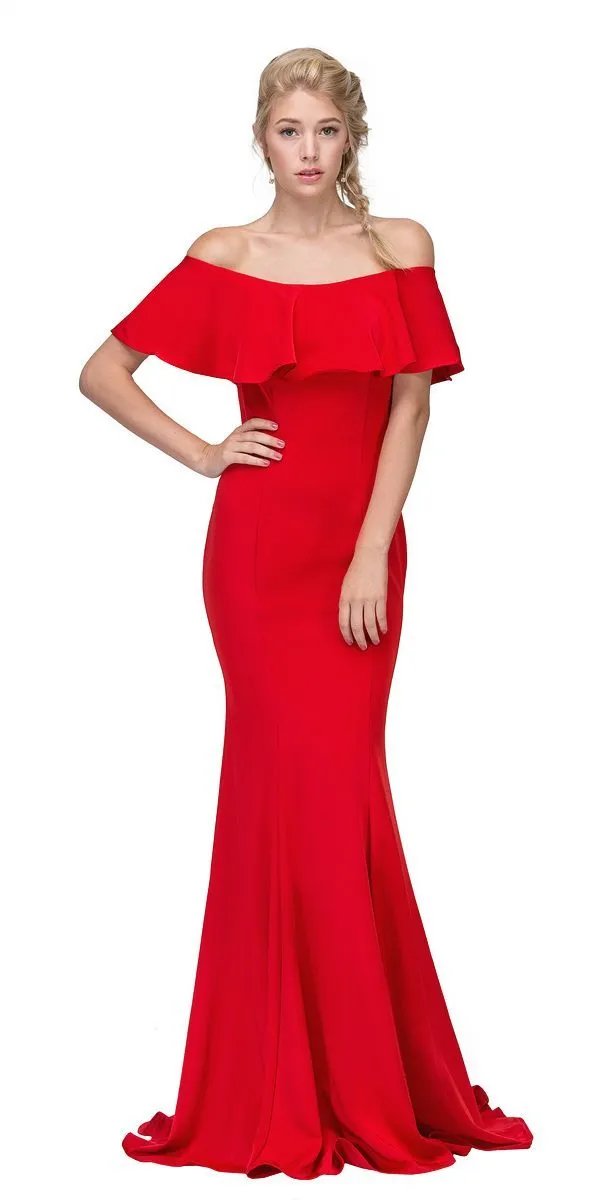 Eureka 7113 Off Shoulder Ruffled Bodice Mermaid Gown