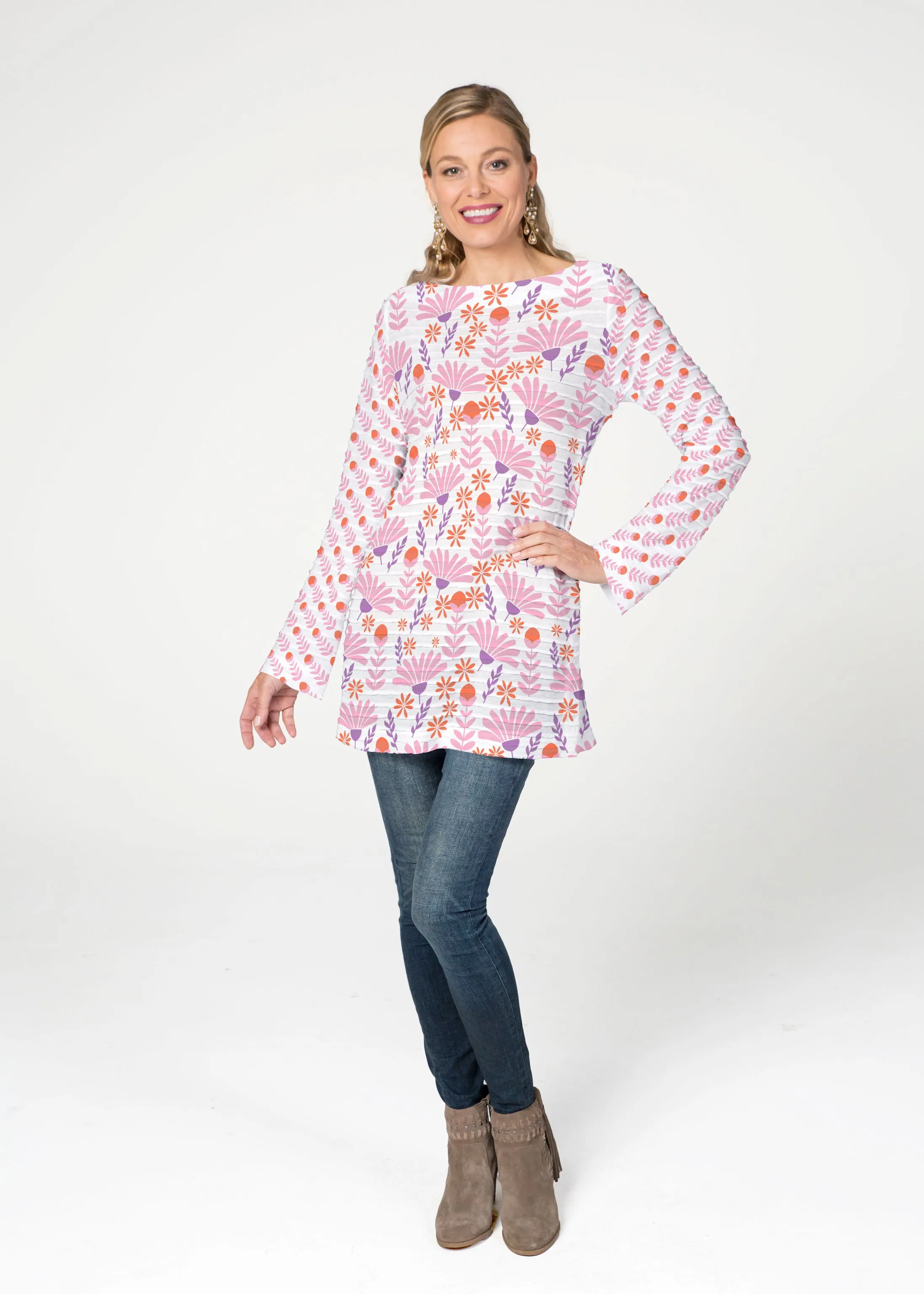 Fanfare (8042) ~ Banded Boatneck Tunic